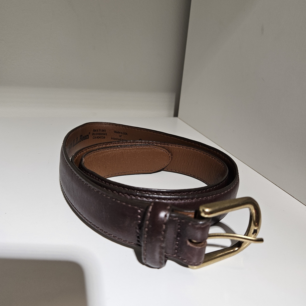 Men's Brown Leather Belt L.L Bean 36